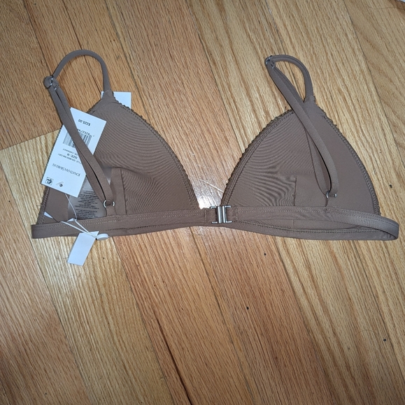 NWT JONATHAN SIMKHAI JOELLE CRYSTAL MESH TRIANGLE BIKINI TOP IN CARAWAY - Picture 6 of 7